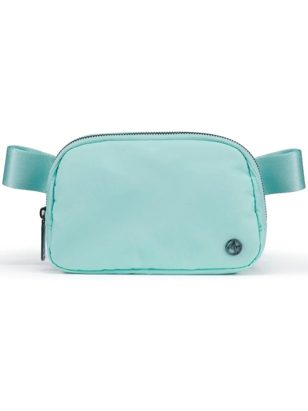 Men's Pale Turquoise Crossbody Belt Bag Wide Zipper Adjustable Strap 3-Pockets